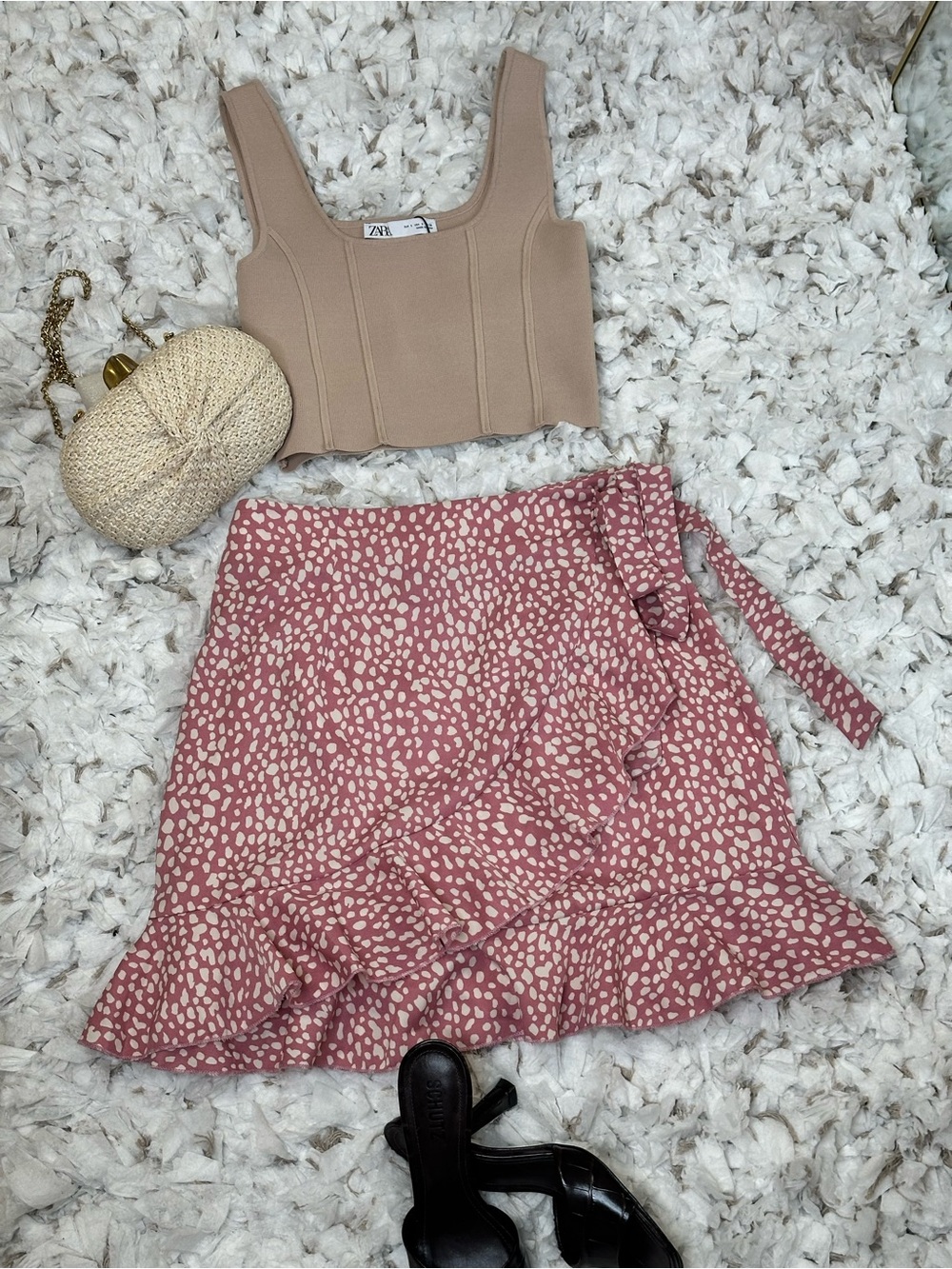 Naggoo Pink Wrap Ruffle Mini Skirt Size S New Without Tags
